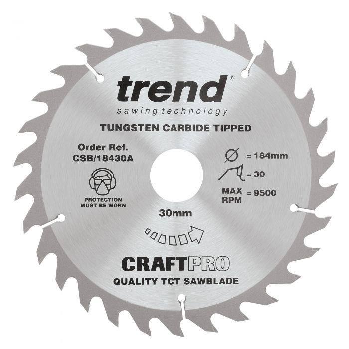 Trend CSB/18430A Craft Circular Saw Blade; 184mm x 30 Teeth; 30mm Bore