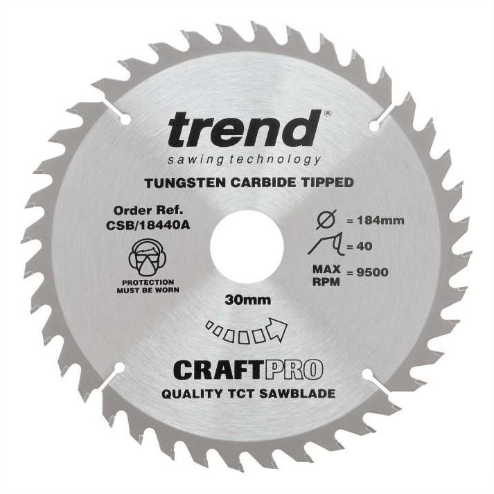 Trend CSB/18440A Craft Circular Saw Blade; 184mm x 40 Teeth; 30mm Bore