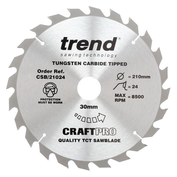 Trend CSB/21024 Craft Circular Saw Blade; 210mm x 24 Teeth; 30mm Bore