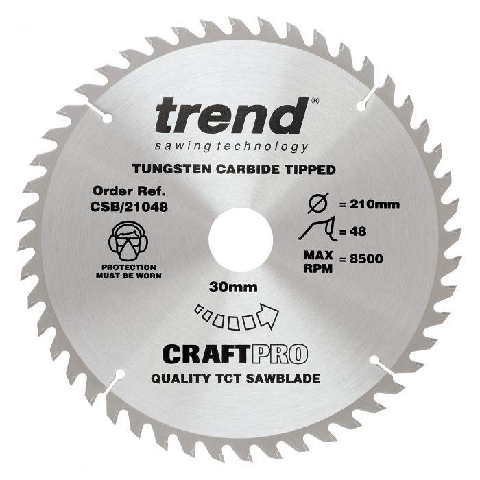 Trend CSB/21048 Craft Circular Saw Blade; 210mm x 48 Teeth; 30mm Bore