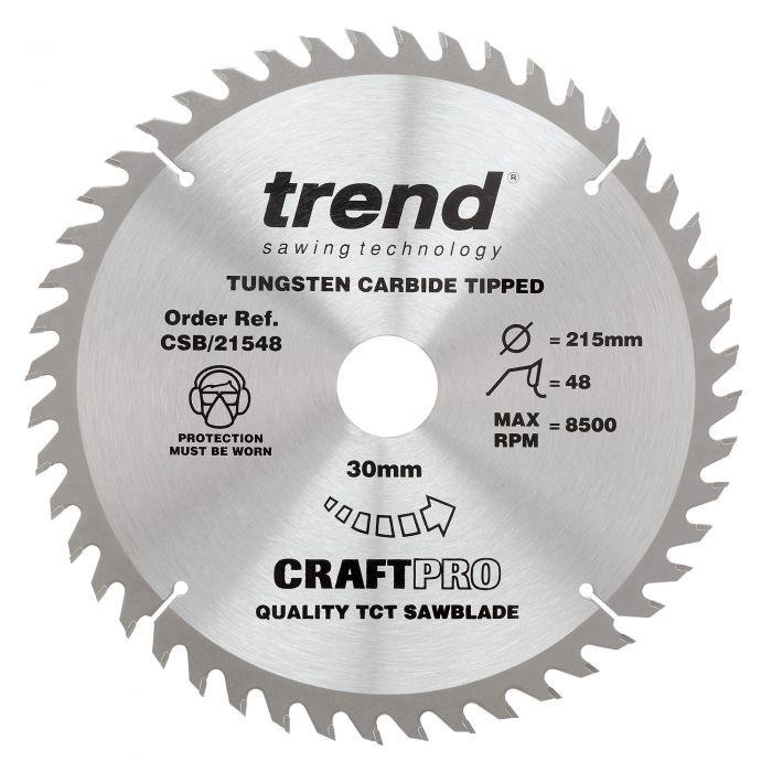 Trend CSB/21548 Craft Circular Saw Blade; 215mm x 48 Teeth; 30mm Bore