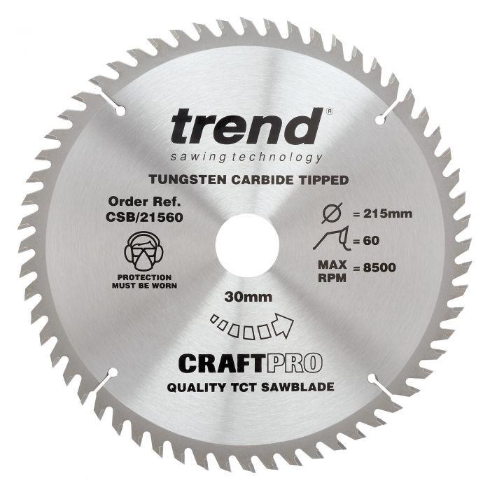 Trend CSB/21560 Craft Circular Saw Blade; 215mm x 60 Teeth; 30mm Bore