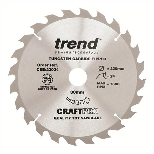 Trend CSB/23024 Craft Circular Saw Blade; 230mm x 24 Teeth; 30mm Bore