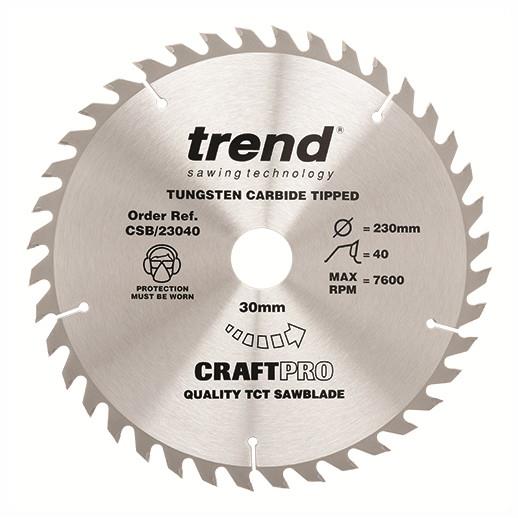 Trend CSB/23040 Craft Circular Saw Blade; 230mm x 40 Teeth; 30mm Bore