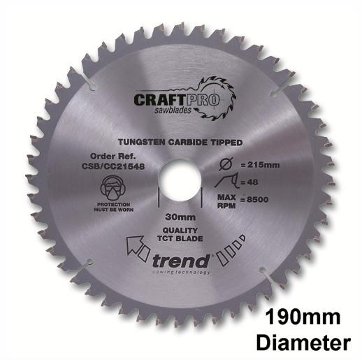 Trend CSB/CC19048 Craft Mitre Saw Crosscut Circular Saw Blade; 190mm x 48 Teeth; 30mm Bore; 2.6mm Kerf