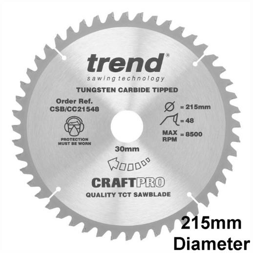 Trend CSB/CC21548 Craft Mitre Saw Crosscut Circular Saw Blade; 215mm x 48 Teeth; 30mm Bore; 2.6mm Kerf