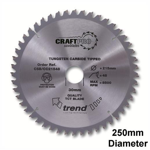 Trend CSB/CC25042 Craft Mitre Saw Crosscut Circular Saw Blade; 250mm x 42 Teeth; 30mm Bore; 3.0mm Kerf