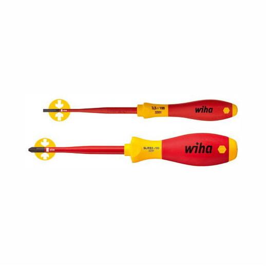 Wiha 36333 VDE Slim Fix Screwdriver Set; 2 Piece; Slotted 3.5 x 100mm (35446) & SL/PZ2 x 100mm (36330)