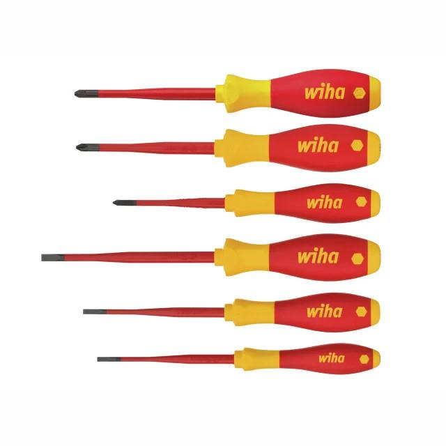 Wiha 38362 SoftFinish® Electric SL/PH/PZS VDE Screwdriver Set; 6 Piece; 3 Slotted & 2 Phillips & 1 PlusMinus