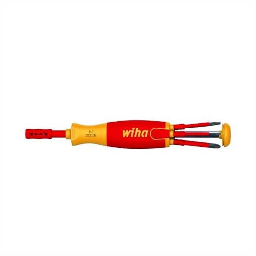 Wiha 38613 VDE Slimbit 6 In 1 Magazine Screwdriver; 3 Slotted; 2 Phillips; & 1 MCB Slotted/Pozi