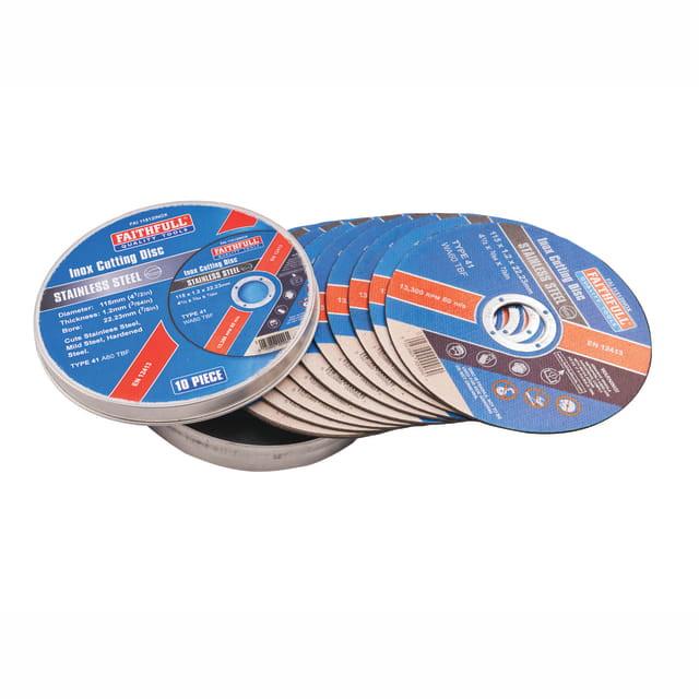 Faithfull XMS25CUTOFF FAI11512INO 115mm INOX Cut Off Wheels; Pack (10)