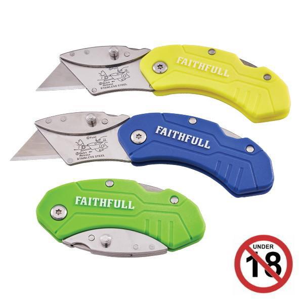 Faithfull XMS25UTILHV FAITKNUTLHV Hi-Vis Folding Utility Knife